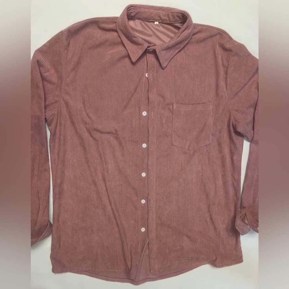 PINK CORDUROY LONG SLEEVE T SHIRT